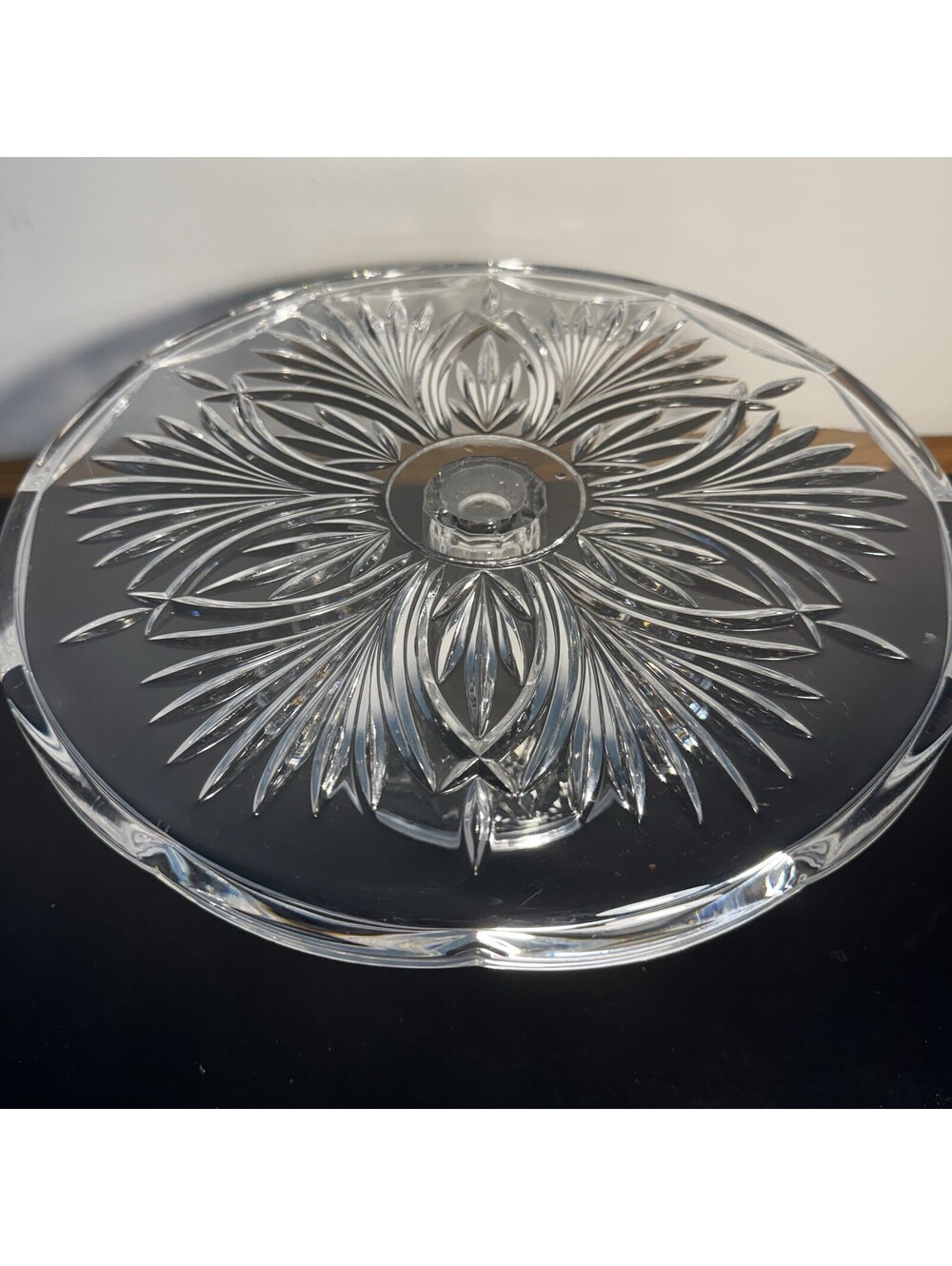 VTG Bohemia Czech Republic 24% Lead Crystal Starburst Pedestal Cake Stand. 11.5"